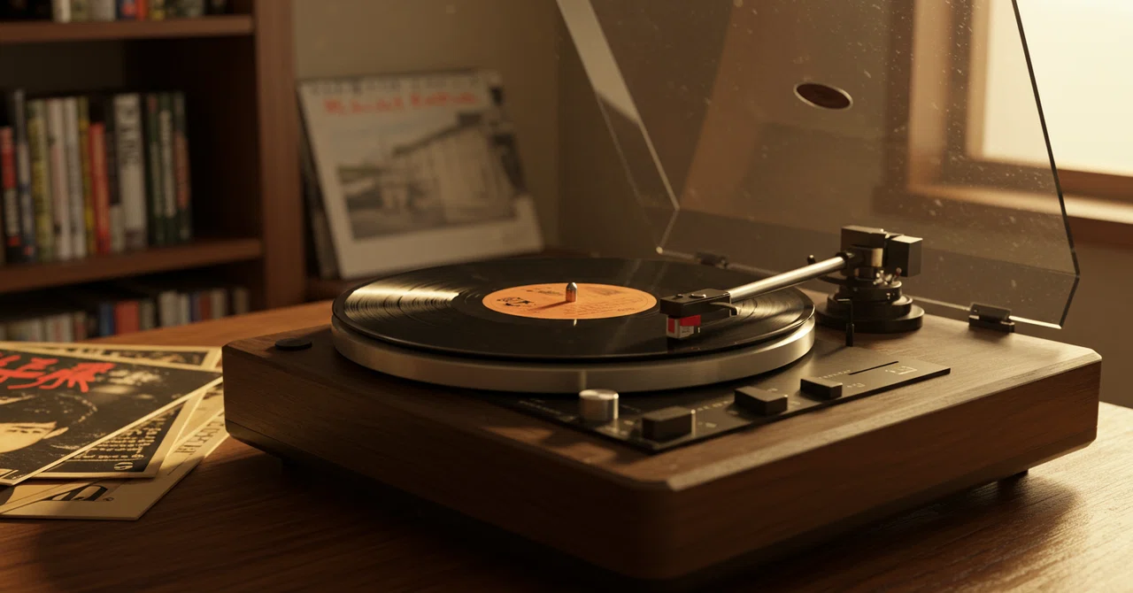 昭和を思い起こさせるレコードプレイヤー