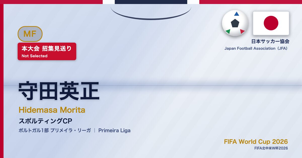 守田英正 Hidemasa Morita サッカー日本代表 SAMURAI BLUE Japan National Football Team FIFA World Cup 2026