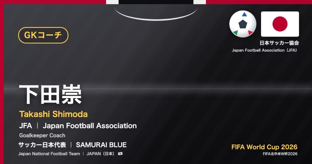 下田崇 Takashi Shimoda サッカー日本代表 SAMURAI BLUE Japan National Football Team FIFA World Cup 2026