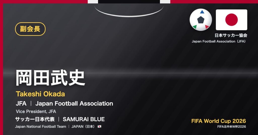 岡田武史 Takeshi Okada サッカー日本代表 SAMURAI BLUE Japan National Football Team FIFA World Cup 2026