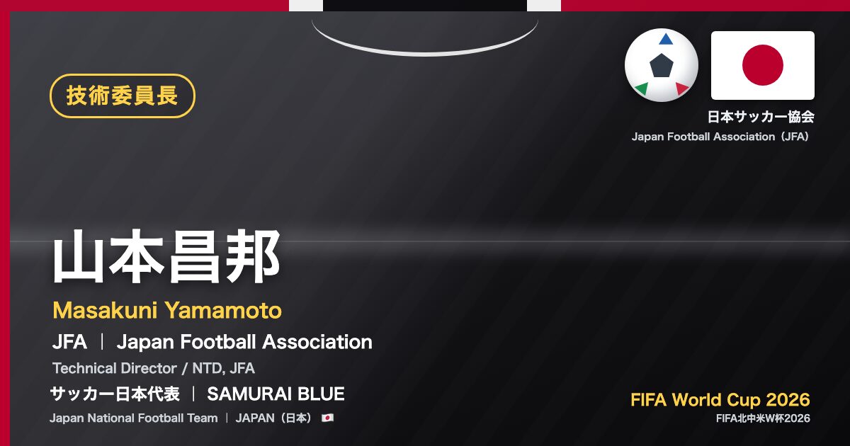 山本昌邦 Masakuni Yamamoto サッカー日本代表 SAMURAI BLUE Japan National Football Team FIFA World Cup 2026