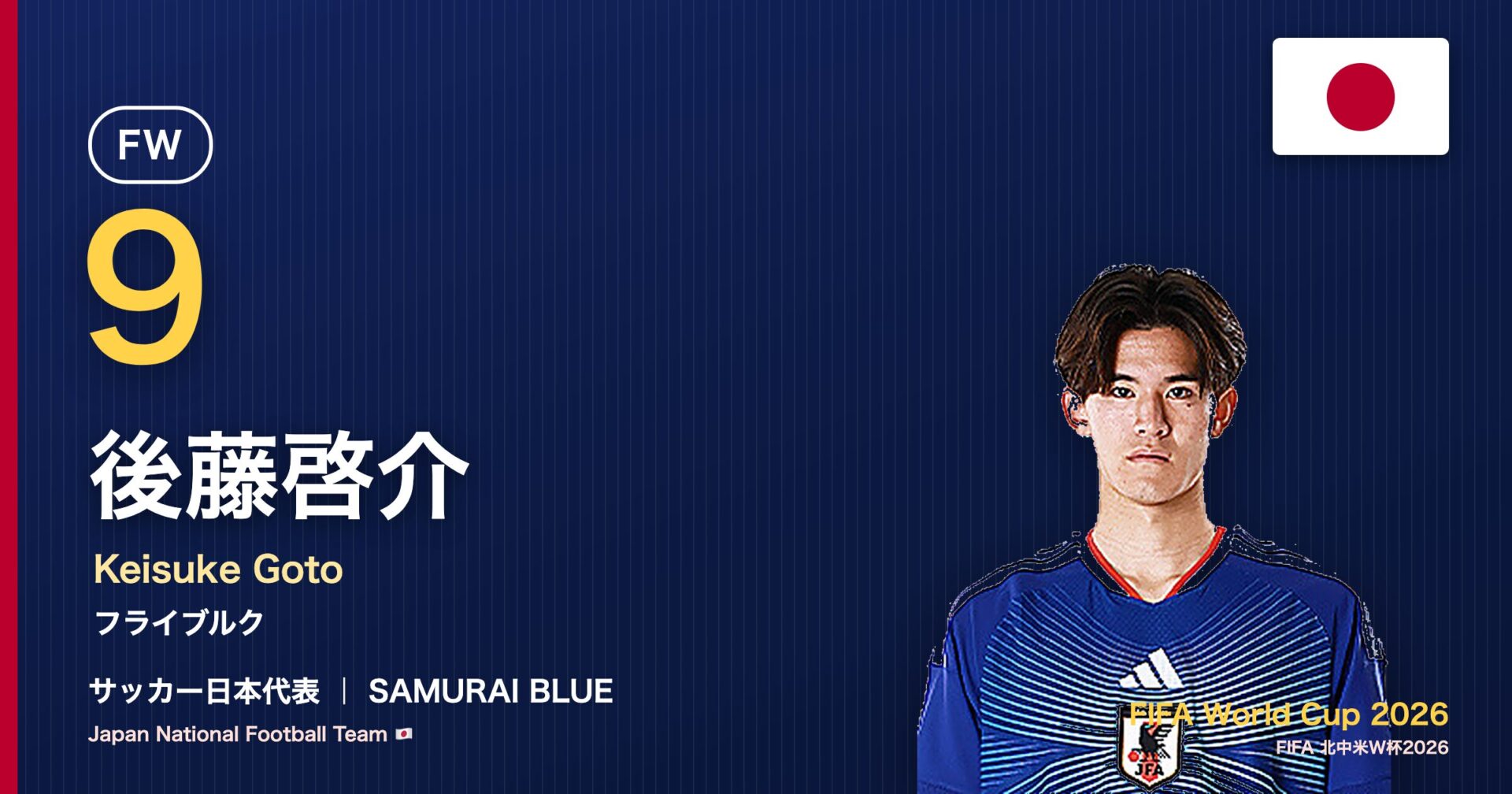 後藤啓介 サッカー日本代表FW 北中米W杯2026 アイキャッチ｜フライブルク