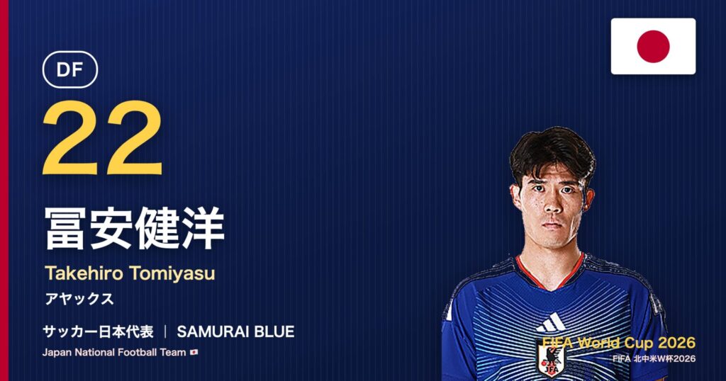冨安健洋 サッカー日本代表DF 北中米W杯2026 アイキャッチ｜アヤックス