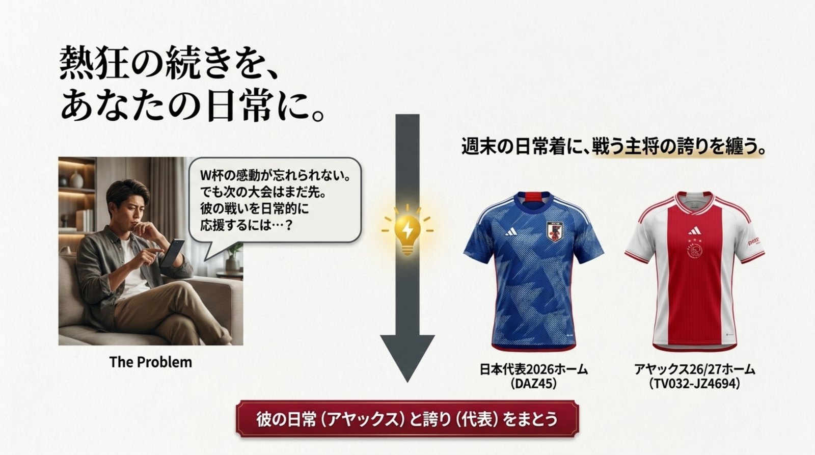 川口春奈の旦那は板倉滉|結婚・妊娠発表の全文と馴れ初めを徹底解説 5 板倉滉が着用する日本代表2026ホームとアヤックス26/27ホームのユニフォーム比較図